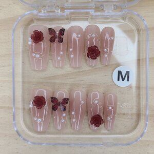 Rose Press-on Nail Set DIY Easy & Reusable At Home Manicure